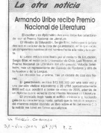 Armando Uribe recibe Premio Nacional de Literatura