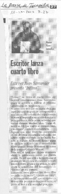 Escritor lanza cuarto libro