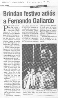 Brindan festivo adiós a Fernando Gallardo