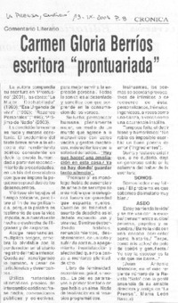 Carmen Gloria Berríos escritora "prontuariada"