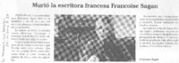 Murió la escritora francesa Francoise Sagan
