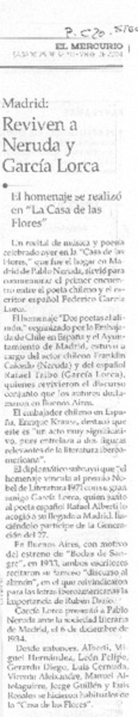 Reviven a Neruda y García Lorca