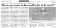 "Neruda planteaba la democratización dela poesía"