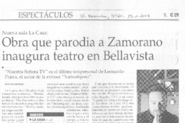 Obra que parodia a Zamorano inaugura teatro en Bellavista