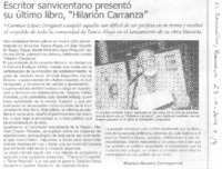 Escritor sanvicentano presentó su último libro, "Hilarión Carranza"