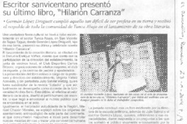 Escritor sanvicentano presentó su último libro, "Hilarión Carranza"