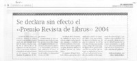 Se declara sin efecto el "Premio Revista de Libros" 2004