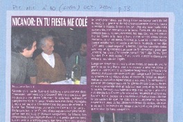 Nicanor: en tu fiesta me colé