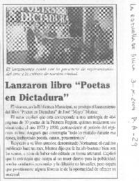 Lanzaron libro "Poetas en dictadura"