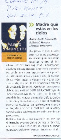 Madre que estas en los cielos