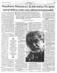 Humberto Maturana y la televisión: No tanto autopoiética como una niña irresponsable [entrevista]