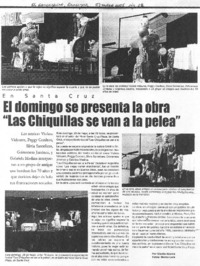 El domingo se presenta la obra "Las chiquillas se van a la pelea"
