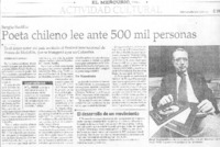 Poeta chileno lee ante 500 mil personas