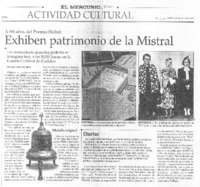 Exhiben patrimonio de la Mistral