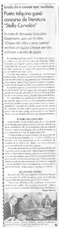 Poeta talquino ganó concurso de literatura "Stella Corvalán"