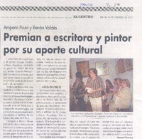 Premian a escritora y pintor por su aporte cultural