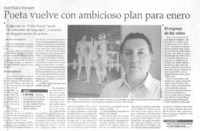 Poeta vuelve con ambicioso plan para enero