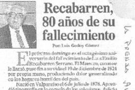 Recabarren 80 años de su fallecimiento