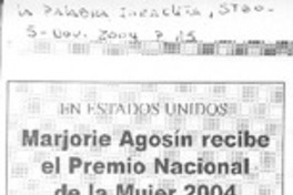 Marjorie Agosin recibe el Premio Nacional de la Mujer 2004