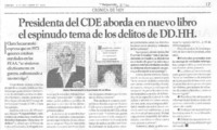 Presidenta del CDE aborda en nuevo libro el espinudo tema de los delitos de DD.HH.