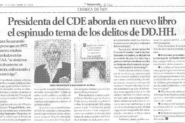 Presidenta del CDE aborda en nuevo libro el espinudo tema de los delitos de DD.HH.