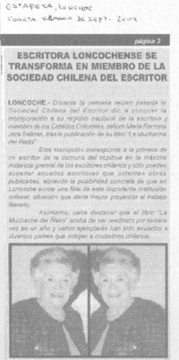 Escritora loncochense se transforma en miembro de la Sociedad Chilena del Escritor