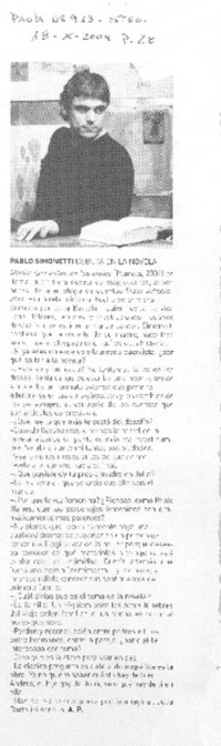 Pablo Simonetti debuta en la novela (entrevistas)