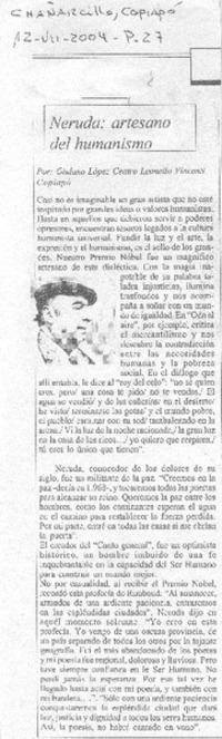 Neruda, artesano del humanismo