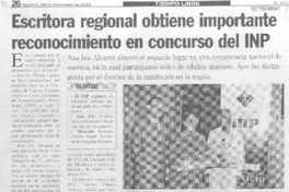 Escritora regional obtiene importante reconocimiento en concurso del INP