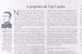 A propósito de Fray Camilo