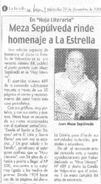 Meza Sepúlveda rinde homenaje a La Estrella