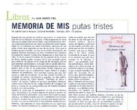 Memoria de mis putas tristes