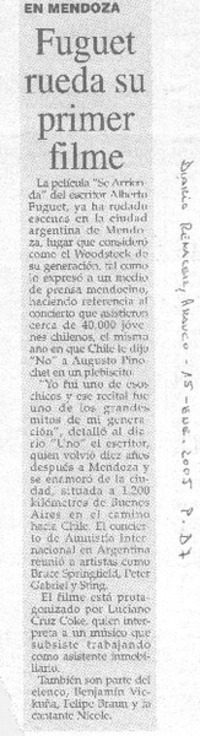 Fuguet rueda su primer filme