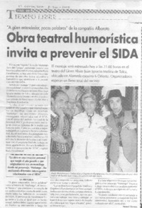 Obra teatral humorística invitaa prevenir el Sida