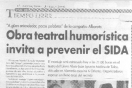 Obra teatral humorística invitaa prevenir el Sida