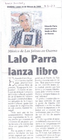 Lalo Parra lanza libro