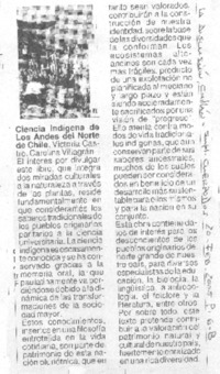 Ciencia Indígena de Los Andes del Norte de Chile