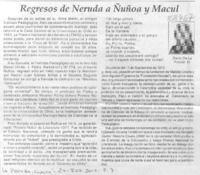 Regresos de Neruda a Ñuñoa y Macul