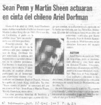 Sean Penn y Martin Sheen actuarán en cinta del chileno Ariel Dorfman