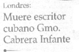Muere escritor cubano Gmo. Cabrera Infante