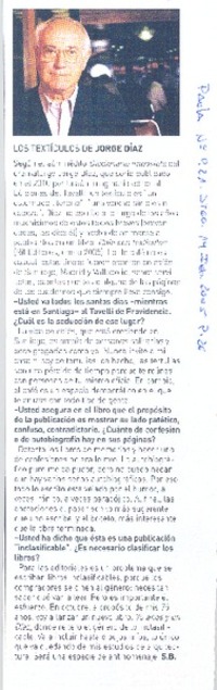 Los Textículos de Jorge Díaz (entrevistas)