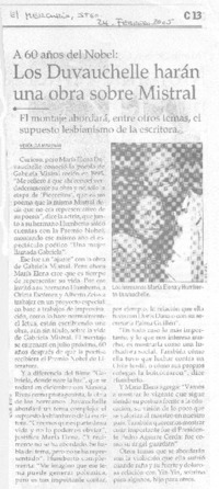 Los Duvauchelle harán una obra sobre Mistral