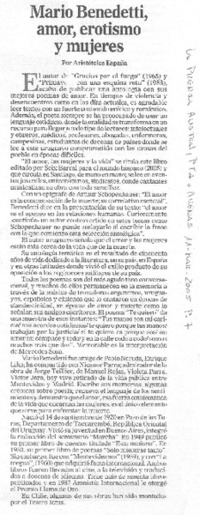 Mario Benedetti, amor, erotismo y mujeres