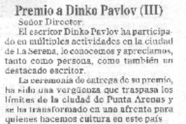 Premio a Dinko Pavlov (III)
