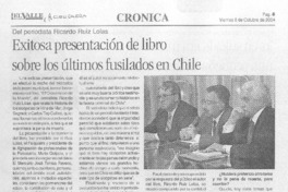 Exitosa presentación de libro sobre los últimos fusilados en Chile (entrevistas)