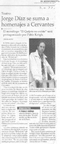 Jorge Díaz se suma a homenajes a Cervantes.