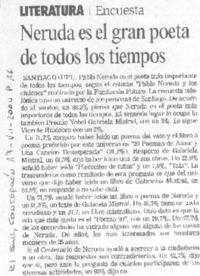 Neruda es el gran poeta de todos los tiempos