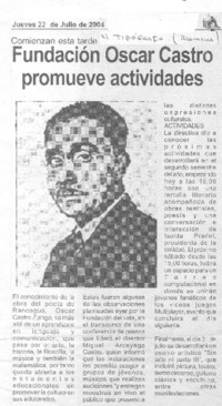 Fundaciòn Oscar Castro promueve actividades.