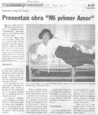 Presentan obra "Mi primer amor"