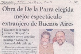 Obra de De la Parra elegida mejor espectáculo extranjero de Buenos Aires